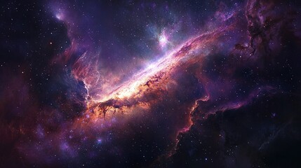 Fototapeta premium A space photo featuring stars and a spiraling object at its center, surrounded by a radiant purple and red star