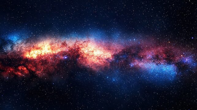   A space scene featuring stars, including a prominent red and blue star at its center