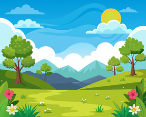 Obraz premium Landscape in countryside stock illustration