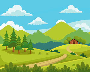 Fototapeta premium Landscape in countryside stock illustration