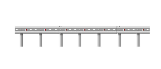 Metallic road barrier fence. 3d roadblock for safety on highway. Metallic road barrier fence. Vector