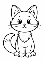 Coloring Page Outline of Cute Cat stock illustration
