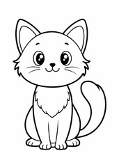 Coloring Page Outline of Cute Cat stock illustration