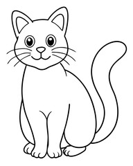 Coloring Page Outline of Cute Cat stock illustration