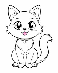 Coloring Page Outline of Cute Cat stock illustration