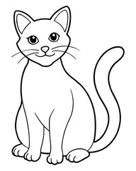 Coloring Page Outline of Cute Cat stock illustration