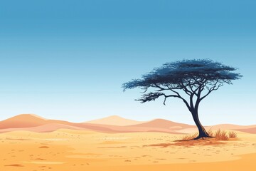 A Solitary Tree Standing in a Vast Desert Landscape