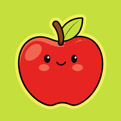 Apple character with funny face. Happy cute cartoon red and yellow apple vector illustration. Healthy vegetarian food kids character stock illustration