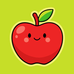 Apple character with funny face. Happy cute cartoon red and yellow apple vector illustration. Healthy vegetarian food kids character stock illustration