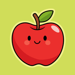 Apple character with funny face. Happy cute cartoon red and yellow apple vector illustration. Healthy vegetarian food kids character stock illustration