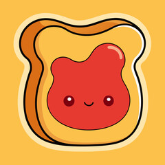 Cute funny Toast piece of bread with peanut butter stock illustration