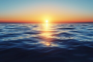 Obraz premium Sunset Reflected on Rippling Ocean Water