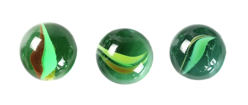 Colorful glass marbles, isolated on white