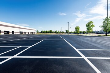Image of a newly coated unused parking lot