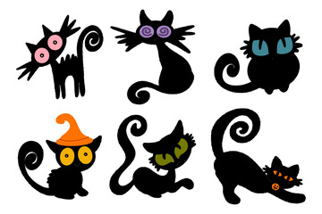 set of halloween cats