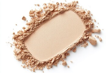 Isolated swatch of translucent compact powder with soft edges on white background
