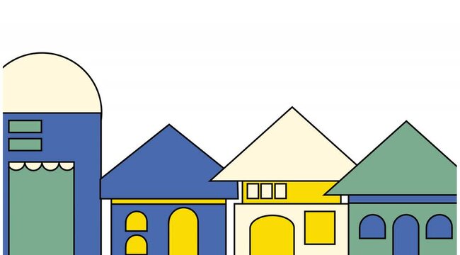 2D Animation Houses And Building Pop Up