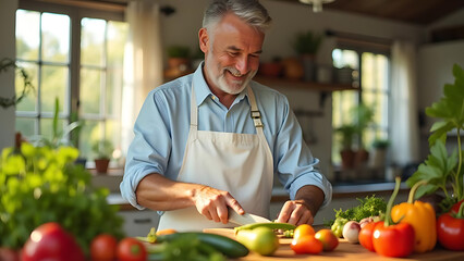 senior person preparing vegetables