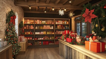 Rustic Christmas Store Filled With Gifts