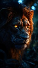 Naklejka premium An intense moment with a fierce felidae and fiery eyes image