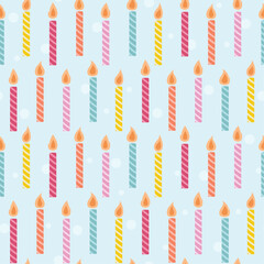Birthday candle seamless vector pattern. Cute, fun celebration design, repeat wrapping paper.