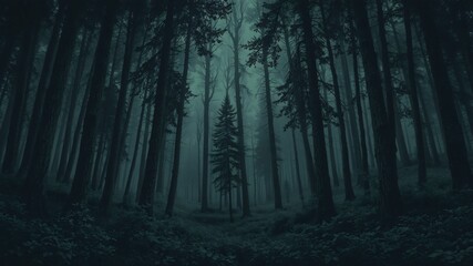 Fototapeta premium dark forest minimalist illustration eerie scary background