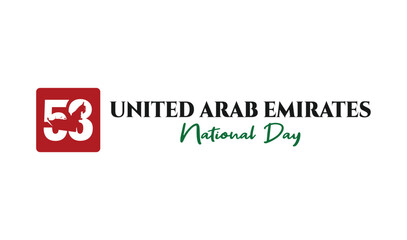 53 National Day of United Arab Emirates. December 2. Arabic Translation: Our National Day. Vector Logo and banner design.