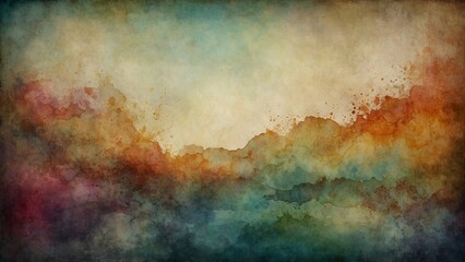 Earthy muted color with rainbow colors watercolor grunge paint splash texture background