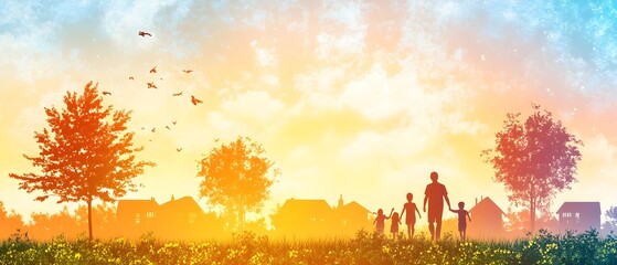 Create a community shirt design that highlights the spirit of togetherness and support within a suburban neighborhood, incorporating symbols of unity, focus on, family-oriented theme, whimsical