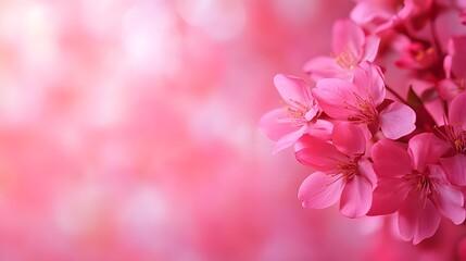Close-up of cherry blossoms with a soft-focus background, capturing the delicate pink petals in high detailIdeal for springtime or nature-themed designs, with ample copy space