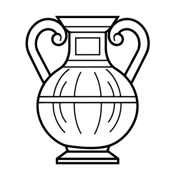 recommend clip art: Ancient vase outline icon in vector format for historical designs.