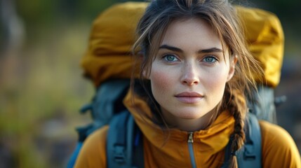 Female Explorer in Nature Landscape