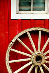 Red barn and wagons and wheels perfect for all horse  and horse images