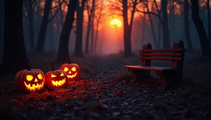 pumpkins, halloween, autumn, orange, october, spooky, horror, decoration, lantern, holiday, dark, face,