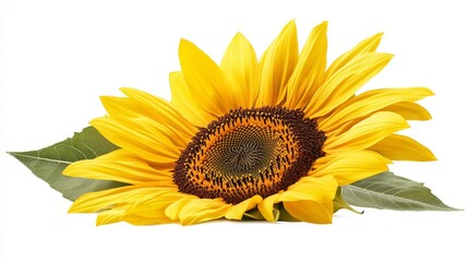Naklejka premium Sunflower center close-up, displaying detailed seeds and vibrant petals, isolated on white background