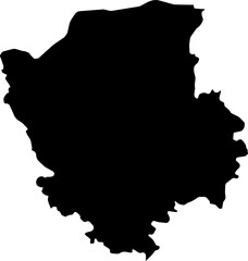 Contour map of the region of Volyn, Ukraine. Vector graphic illustration on a transparent background with black region borders