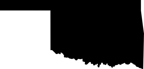 Contour map of the state of Oklahoma, USA. Vector graphic illustration on a transparent background with black region borders