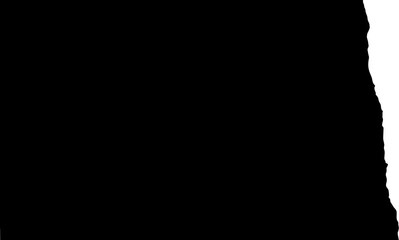 Contour map of the state of North Dakota, USA. Vector graphic illustration on a transparent background with black region borders