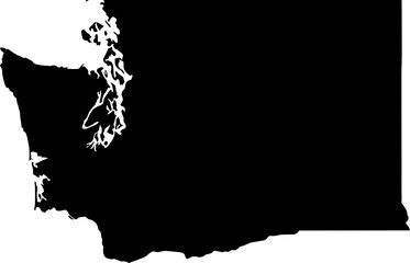 Contour map of the state of Washington, USA. Vector graphic illustration on a transparent background with black region borders
