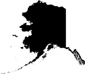 Contour map of the state of Alaska, USA. Vector graphic illustration on a transparent background with black region borders