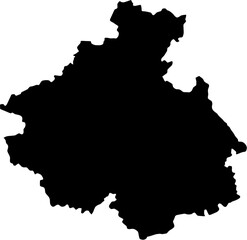 Fototapeta premium Contour map of the region of Gorno-Altay, Russia. Vector graphic illustration on a transparent background with black region borders