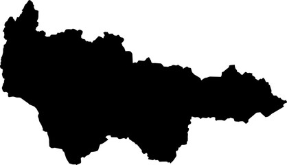 Obraz premium Contour map of the region of Khanty-Mansiy, Russia. Vector graphic illustration on a transparent background with black region borders