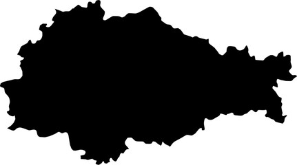 Contour map of the region of Kursk, Russia. Vector graphic illustration on a transparent background with black region borders