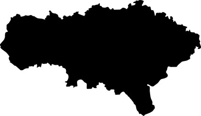 Contour map of the region of Saratov, Russia. Vector graphic illustration on a transparent background with black region borders