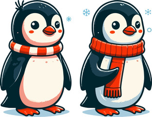 Fototapeta premium cute cartoon vector penguin isolated on the white background