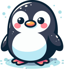 Fototapeta premium cute cartoon vector penguin isolated on the white background