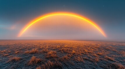 Rainbow over a grassy field