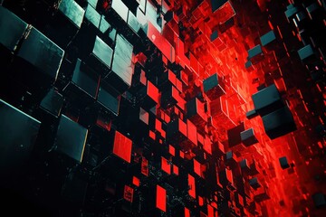 Naklejka premium Abstract Red and Black Block Pattern