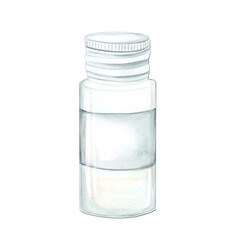 Cosmetics Jar. Watercolor Clip Art on a white background. The illustration is hand drawn in pastel colors. Suitable for card designs, textiles and scrapbooking.