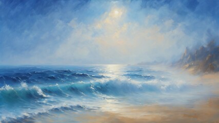 Obraz premium beach and sea minimalist illustration night and day